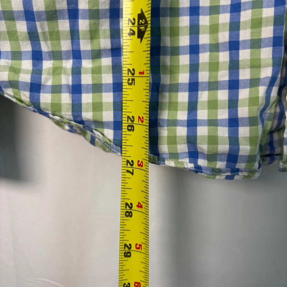 J. Crew Men's Long Sleeve Casual Cotton Button Shirt‎ Green & Blue Plaid Slim M